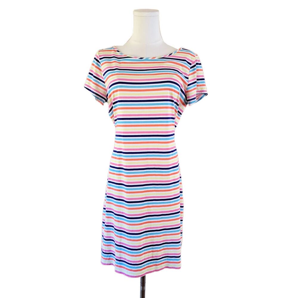 LILLY PULITZER Marlowe T-shirt Mini Dress Medium Island Stripe Multi Shift - Picture 2 of 9